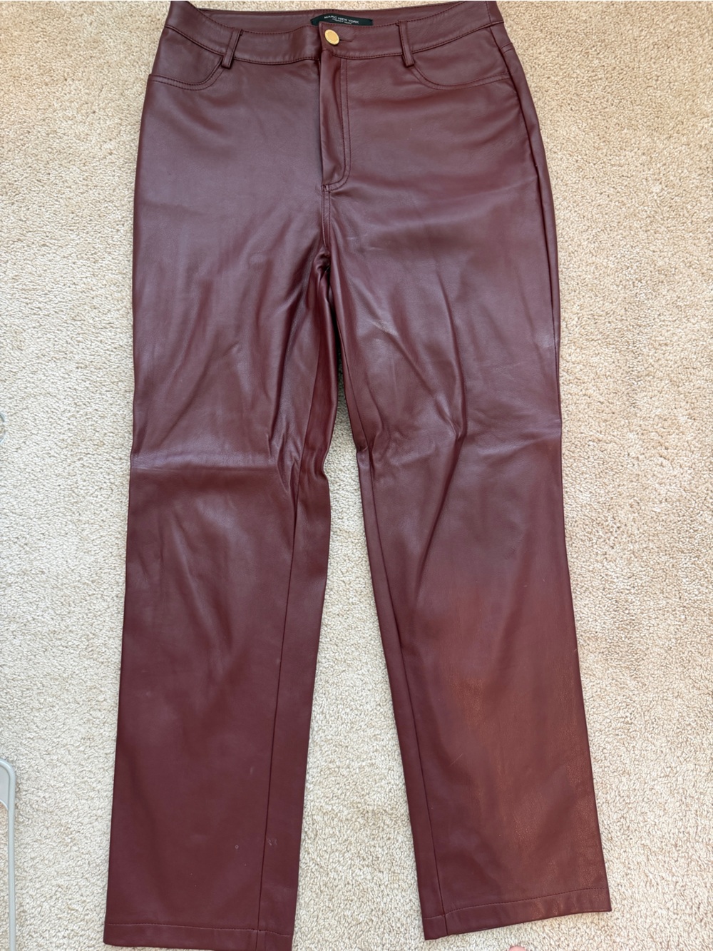 Marc New York Women's Straight Leg Faux Leather Pants in Burgundy